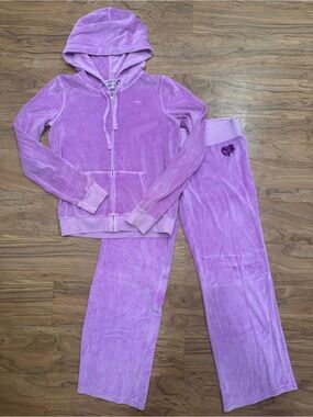VINTAGE PINK Victoria's Secret Lavender Zip Sequin Hoodie and Pant Set